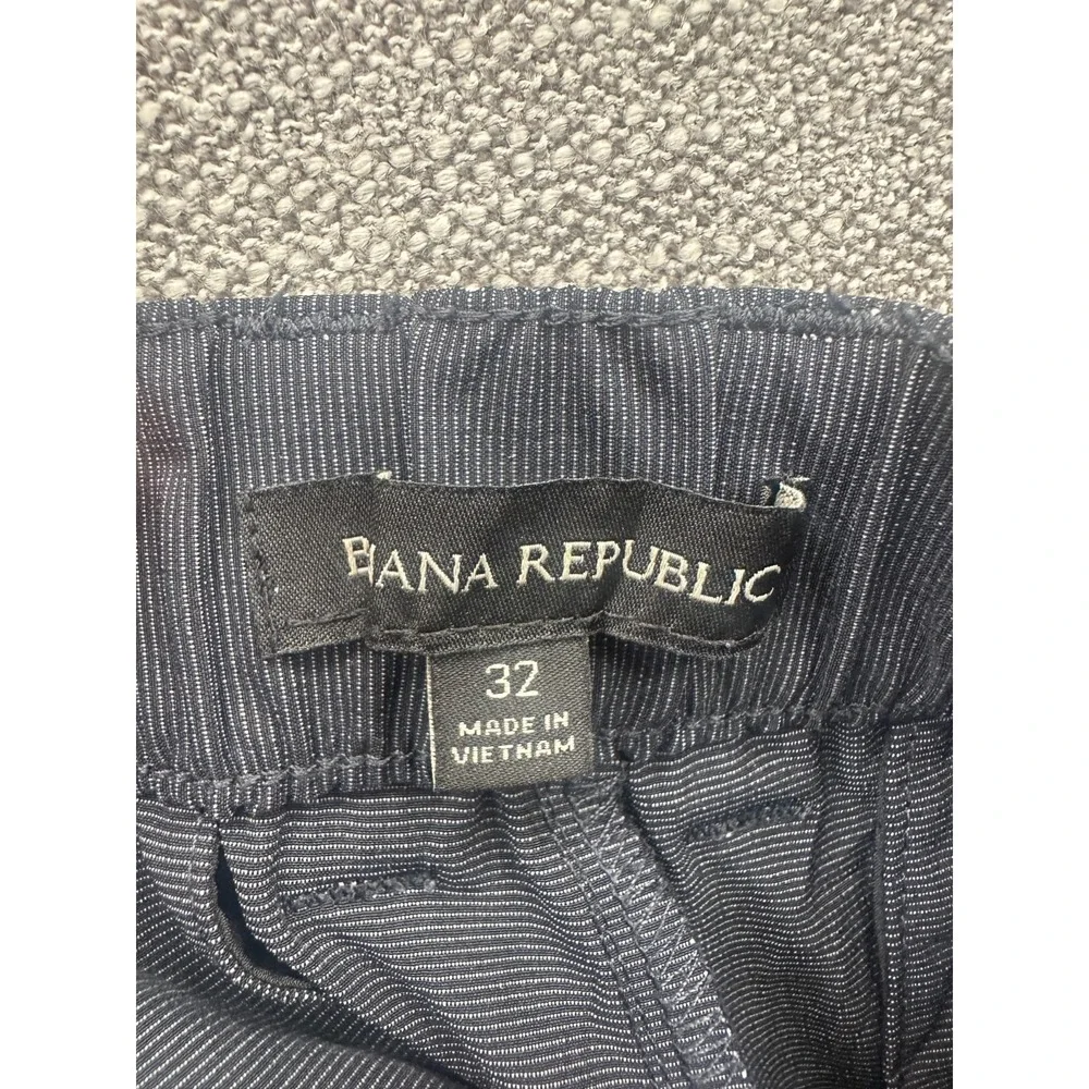 Banana Republic Shorts Men 32 Dark Gray Stretch Micro Stripe Mid Rise Flat Front